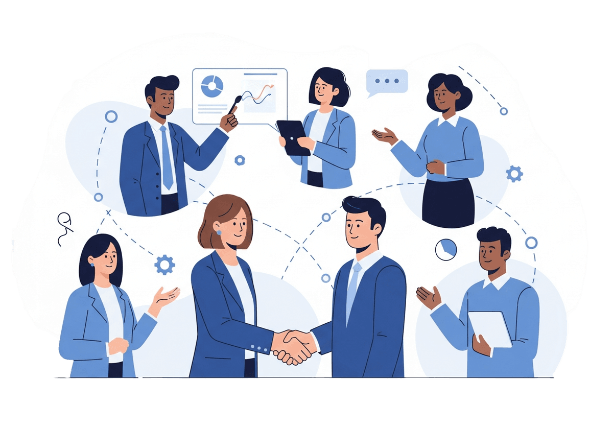 Team collaboration and staffing illustration